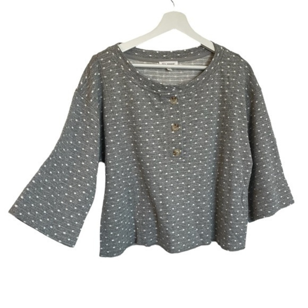 Blu Pepper Gray Polka Dot Top
